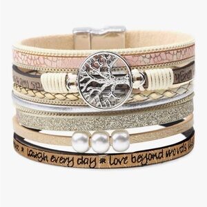 Women's Elegant Multi-Layer Bracelet - Gold and Brown